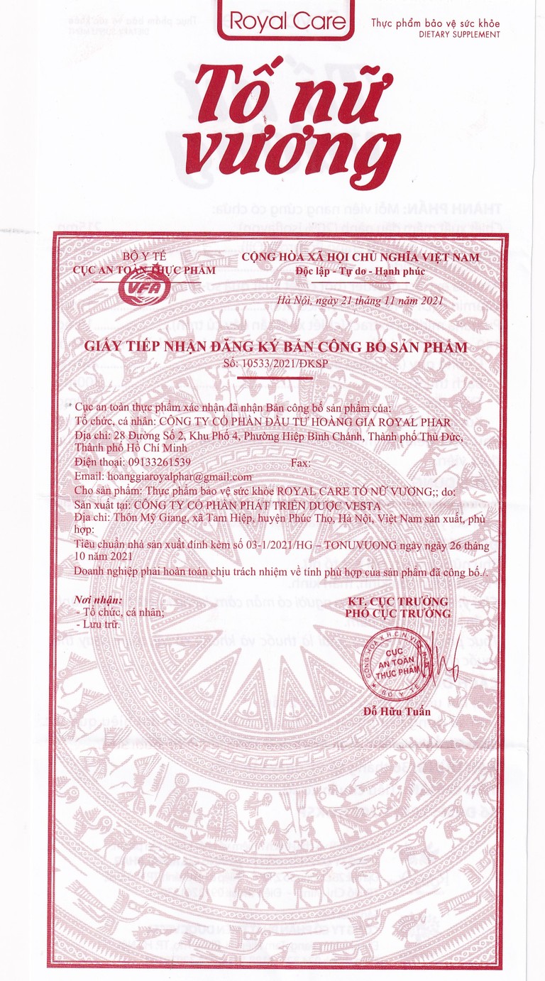 Viên uống Tố Nữ Vương Royal Care hỗ trợ cải thiện nội tiết tố nữ (30 viên)