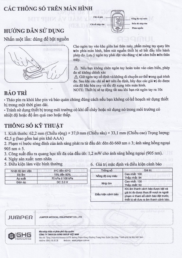 Máy đo nồng độ oxy trong máu Jumper JPD 500D Led thiết kế nhỏ gọn và sử dụng dễ dàng