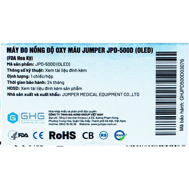 Máy đo nồng độ oxy trong máu Jumper JPD 500D Oled thiết kế nhỏ gọn và sử dụng dễ dàng