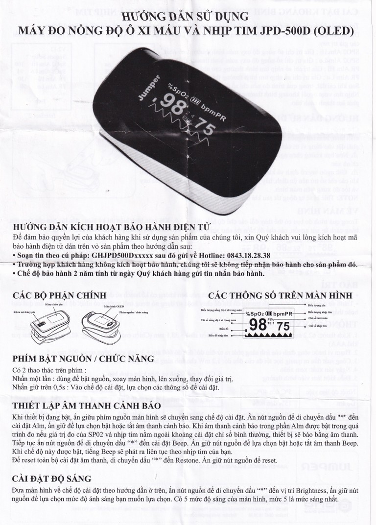 Máy đo nồng độ oxy trong máu Jumper JPD 500D Oled thiết kế nhỏ gọn và sử dụng dễ dàng