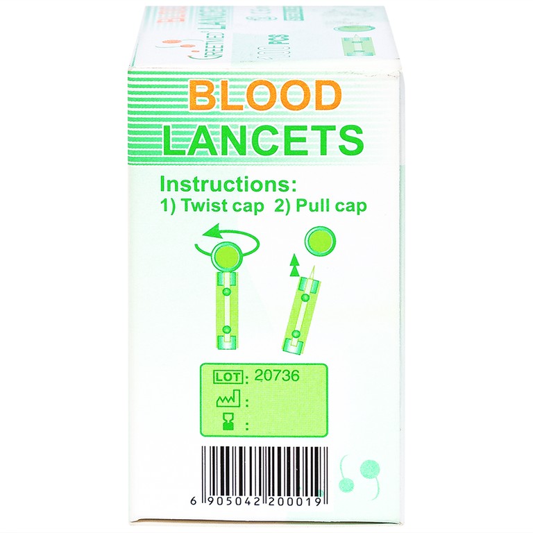 Kim lấy máu Blood Lancets Greetmed dùng cho máy đo đường huyết (100 cái)