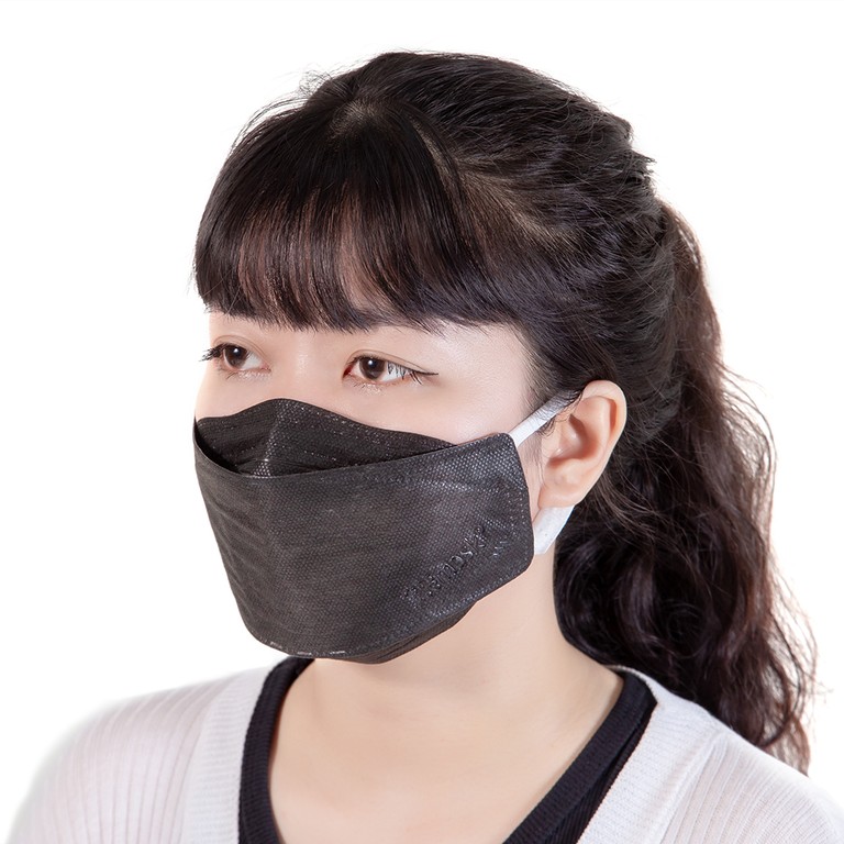 Khẩu trang y tế cao cấp 3Hmask Vĩnh Tiến 4D màu đen hỗ trợ ngăn khói, bụi, kháng khuẩn (20 cái)