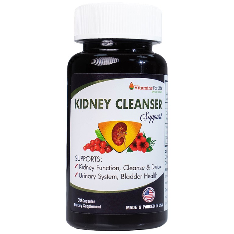 Viên uống Kidney Cleanser Support chống oxy hóa, giảm nguy cơ viêm đường tiết niệu (30 viên)