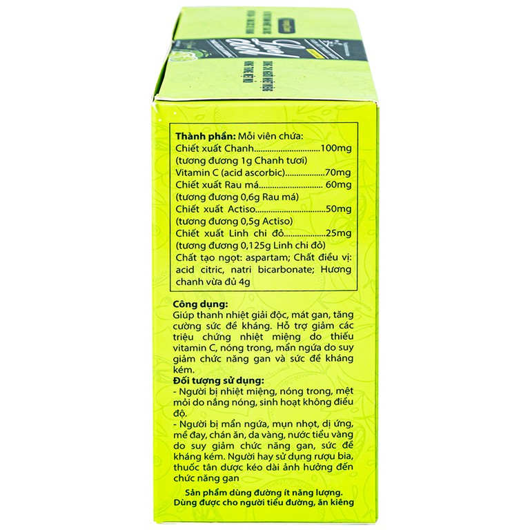 Viên sủi Thanh Nhiệt Livecool Nam Dược hương chanh giải độc, mát gan, tăng cường sức đề kháng (16 viên)