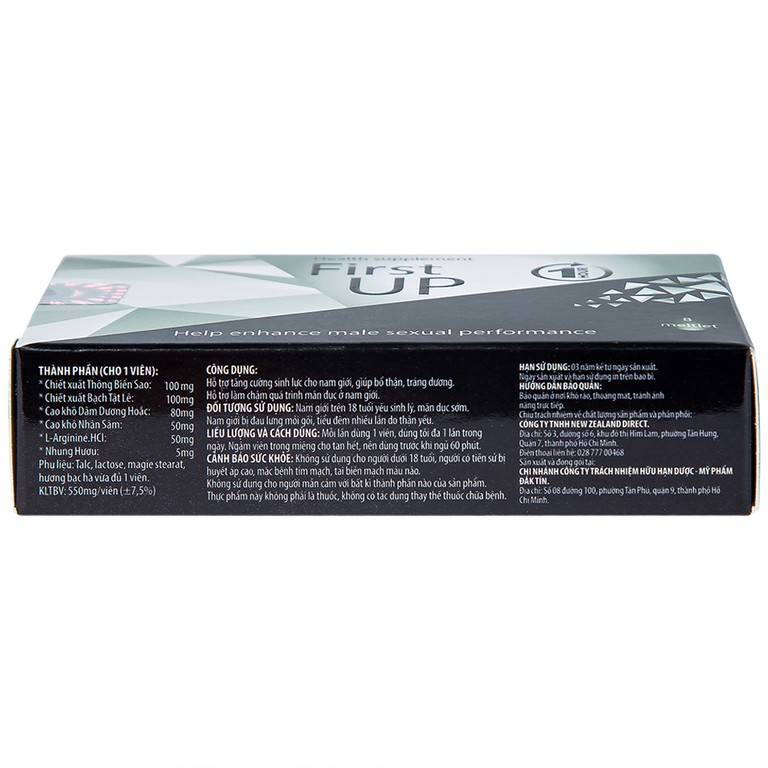 Viên ngậm First Up 1 Hour hỗ trợ tăng cường sinh lực cho nam giới (2 vỉ x 4 viên)