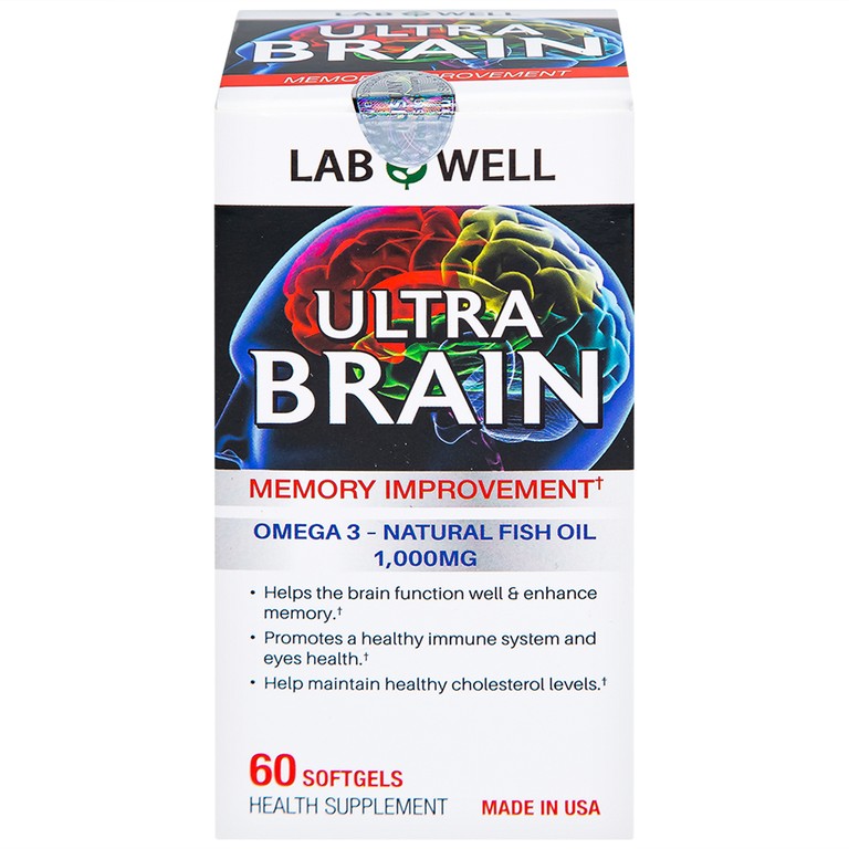 Viên uống Ultra Brain Lab Well hỗ trợ bổ sung DHA, EPA cho cơ thể (60 viên)