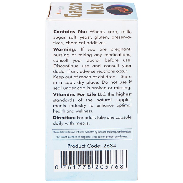 Viên uống Gasso Max Vitamins For Life bổ sung enzyme và các thảo mộc, hỗ trợ tiêu hóa tốt (30 viên)
