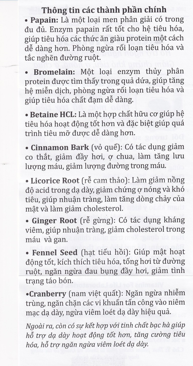 Viên uống Gasso Max Vitamins For Life bổ sung enzyme và các thảo mộc, hỗ trợ tiêu hóa tốt (30 viên)