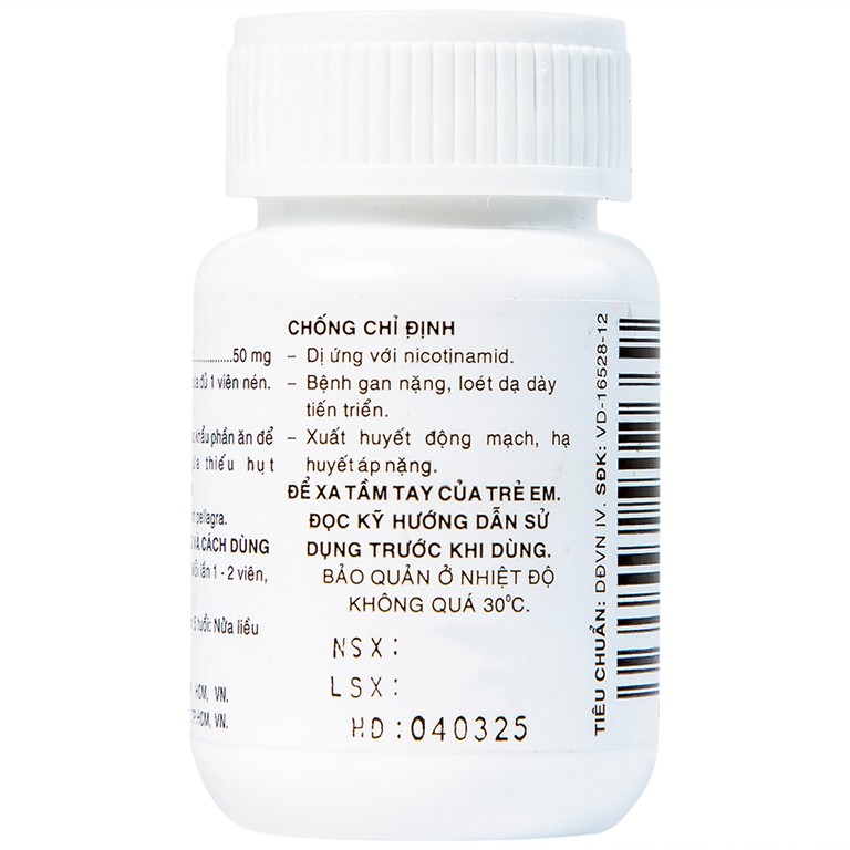 Thuốc Vitamin PP 50mg Pharmedic phòng ngừa và điều trị bệnh pellagra (60 viên)