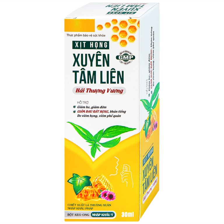 Xịt họng Xuyên Tâm Liên Hải Thượng Vương hỗ trợ giảm ho, giảm đờm, giảm đau rát họng, khàn tiếng (30ml)