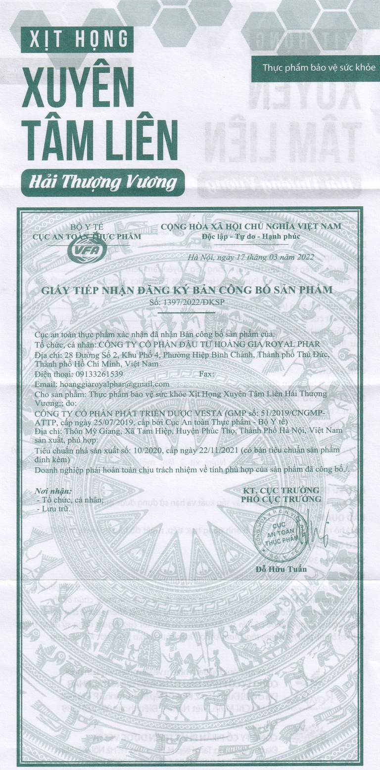 Xịt họng Xuyên Tâm Liên Hải Thượng Vương hỗ trợ giảm ho, giảm đờm, giảm đau rát họng, khàn tiếng (30ml)