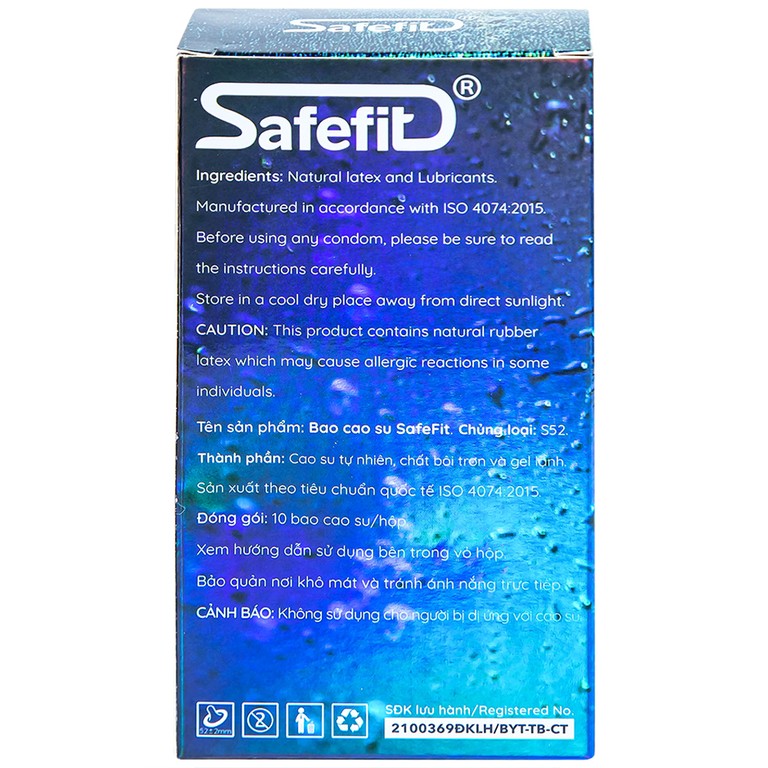 Bao cao su Safefit Freezer Max S52 chứa nhiều gel làm mát, kéo dài thời gian (10 cái)