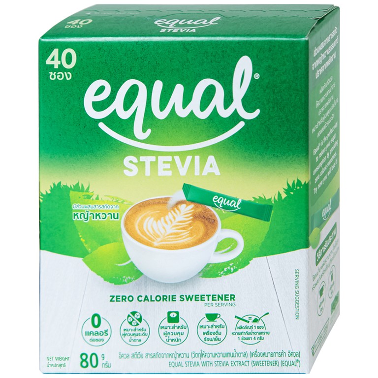 Đường Ăn Kiêng Cỏ Ngọt Equal Stevia No Calorie Sweetener (40 gói)