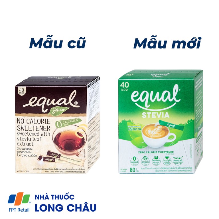 Đường Ăn Kiêng Cỏ Ngọt Equal Stevia No Calorie Sweetener (40 gói)