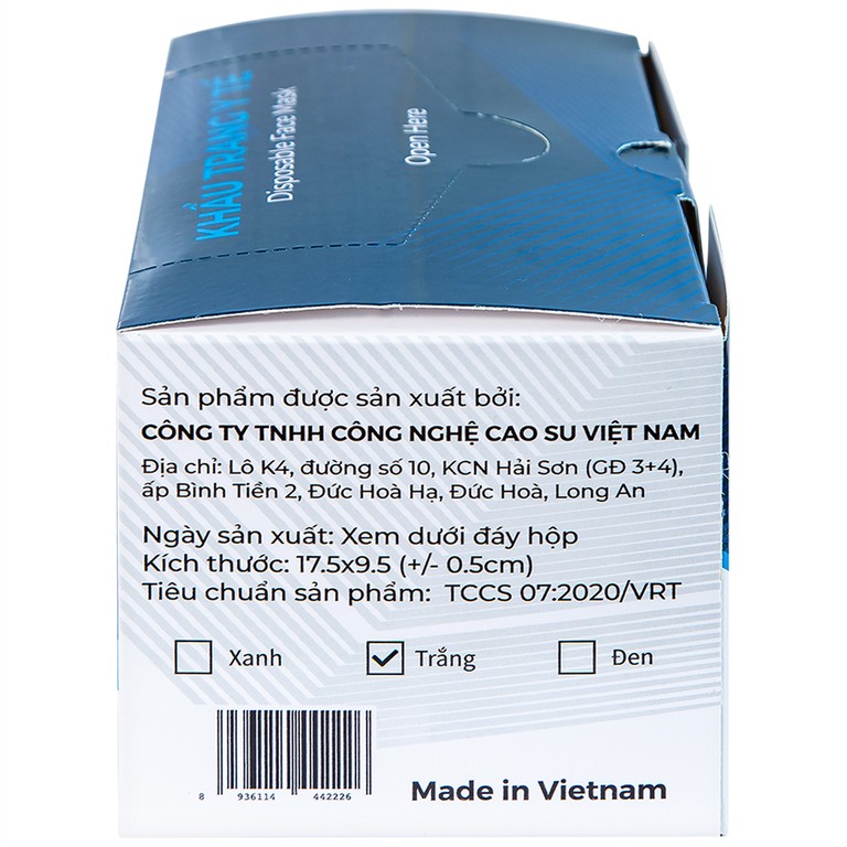 Khẩu trang y tế Naturecare màu trắng 3 lớp hỗ trợ ngăn khói, bụi, kháng khuẩn (50 cái)