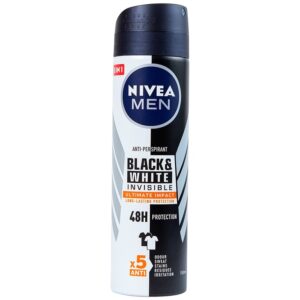 Xịt ngăn mùi Nivea Men Black & White Invisible Ultimate Impact giảm vết ố vàng, mồ hôi và mùi trong 48h (150ml)