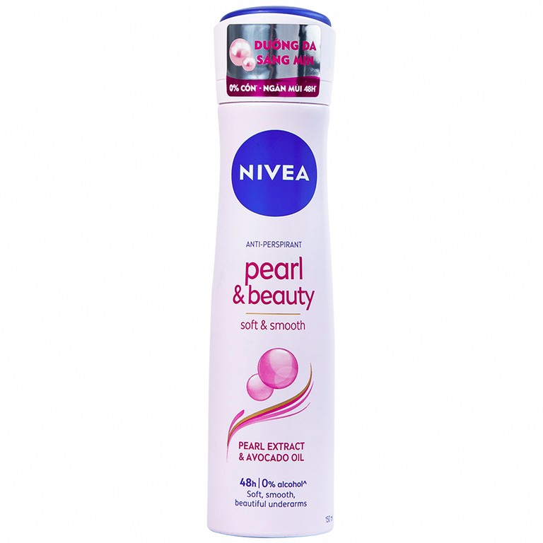 Xịt khử mùi Nivea Anti-Perspirant Pearl And Beauty giảm tiết mồ hôi, ngăn mùi đến 48h (150ml)