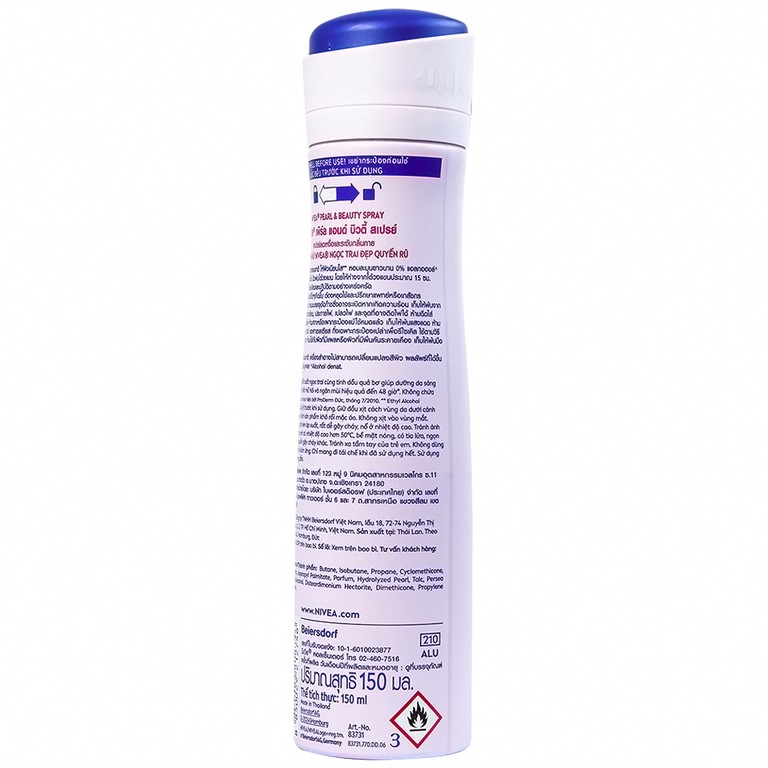Xịt khử mùi Nivea Anti-Perspirant Pearl And Beauty giảm tiết mồ hôi, ngăn mùi đến 48h (150ml)