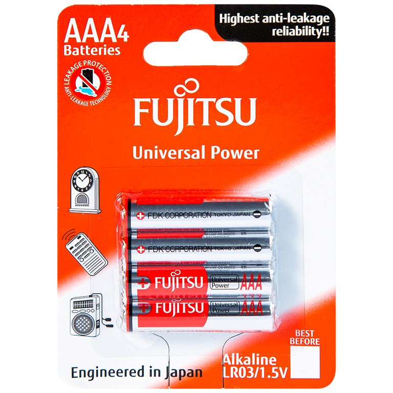 Pin Fujitsu Alkaline LR03 (4B) FU-W-FI - AAA (Vỉ 4 cục)