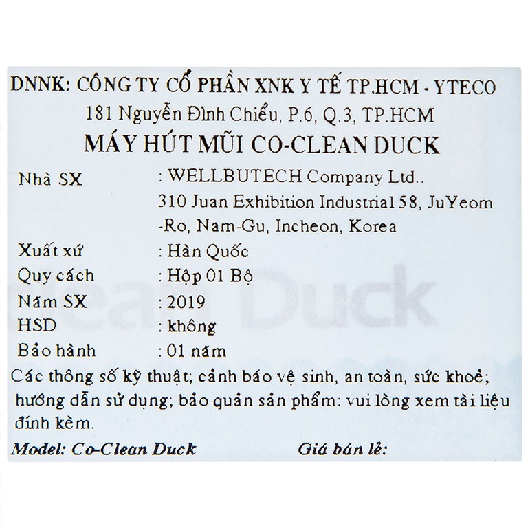 Máy hút mũi điện tử Co-Clean Duck CODK-100 giúp vệ sinh mũi một cách nhanh chóng và hiệu quả