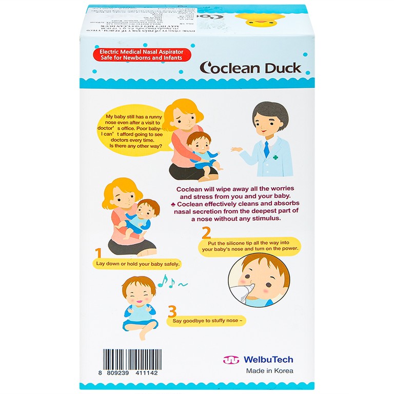 Máy hút mũi điện tử Co-Clean Duck CODK-100 giúp vệ sinh mũi một cách nhanh chóng và hiệu quả