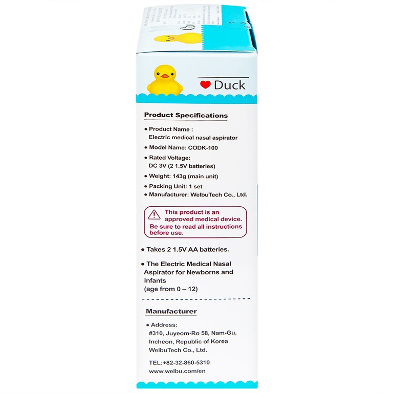 Máy hút mũi điện tử Co-Clean Duck CODK-100 giúp vệ sinh mũi một cách nhanh chóng và hiệu quả