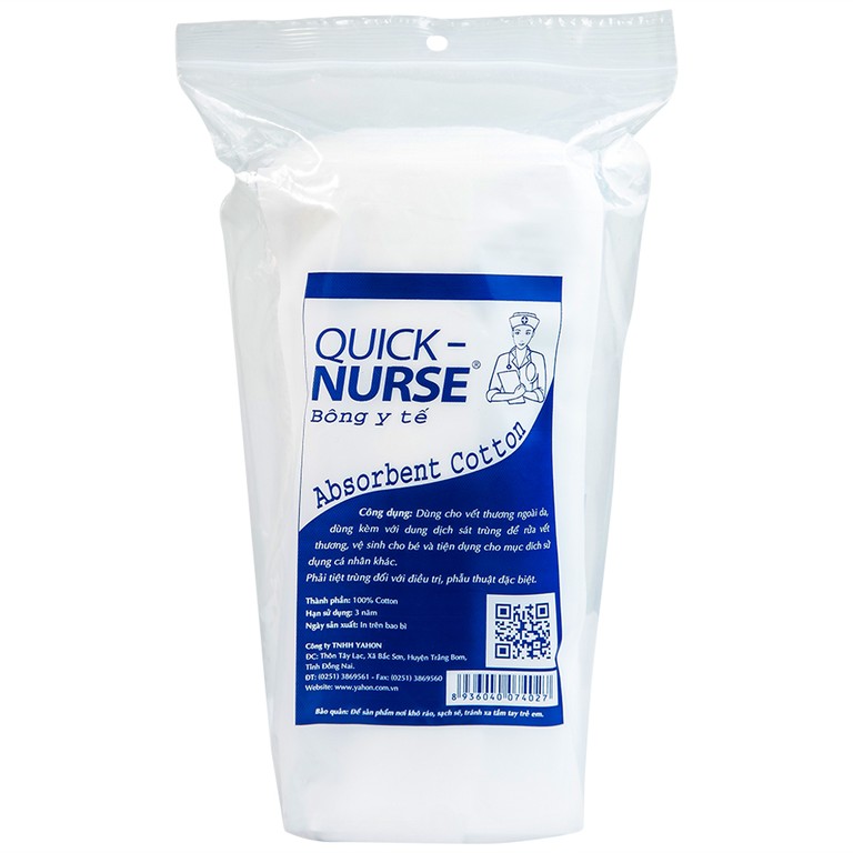 Bông y tế Quick Nurse (100g) dùng cho vết thương ngoài da, sát trùng, vệ sinh cho bé