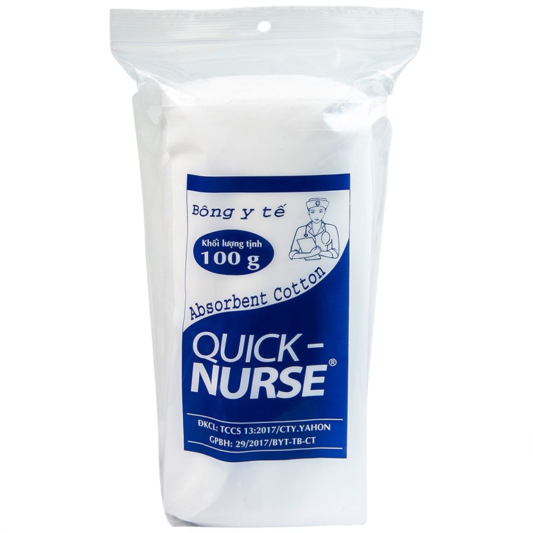 Bông y tế Quick Nurse (100g) dùng cho vết thương ngoài da, sát trùng, vệ sinh cho bé