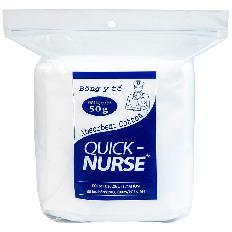 Bông y tế Quick Nurse 50g dùng cho vết thương ngoài da, sát trùng, vệ sinh cho bé