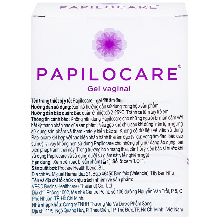 Gel đặt âm đạo Papilocare Gel Vaginal 5ml hỗ trợ đào thải HPV (7 tuýp)