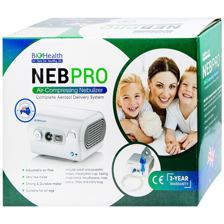 Máy xông khí dung BioHealth Neb Pro hỗ trợ điều trị các bệnh về đường hô hấp