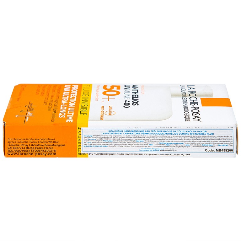 Sữa chống nắng lâu trôi La Roche-Posay Laboratoire Dermatologiue Anthelios Uvmune 400 Invisible Fuild (50ml)
