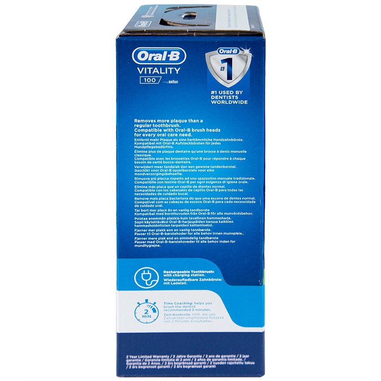 Bàn chải đánh răng điện Oral-B Vitality CrossAction White D100.413.1 loại bỏ được mảng bám và vết ố trên răng