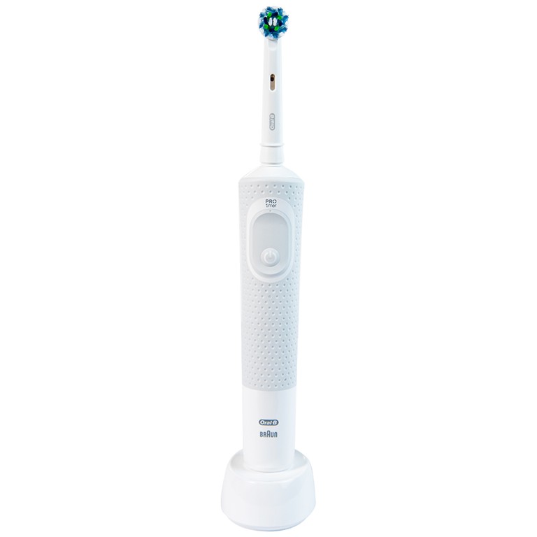 Bàn chải đánh răng điện Oral-B Vitality CrossAction White D100.413.1 loại bỏ được mảng bám và vết ố trên răng