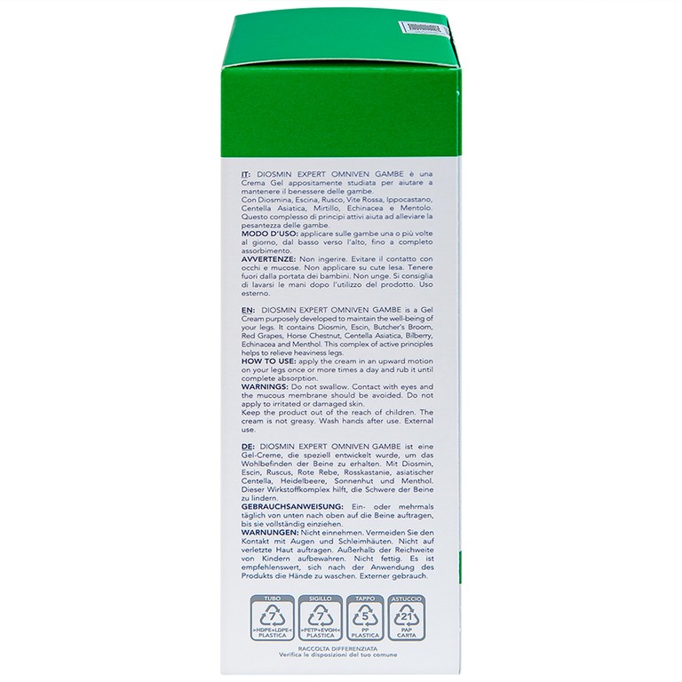 Gel bôi suy giãn tĩnh mạch chân Diosmin Expert Omniven Gambe (150ml)