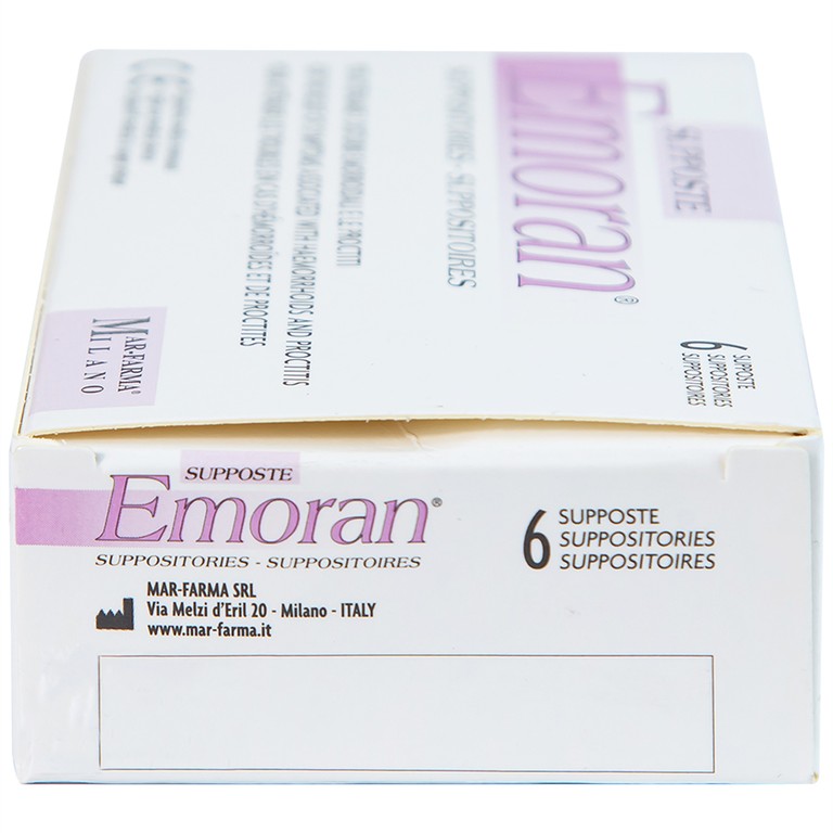 Viên đặt Supposte Emoran giảm các triệu chứng của bệnh trĩ, viêm trực tràng (6 viên)