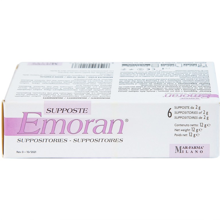 Viên đặt Supposte Emoran giảm các triệu chứng của bệnh trĩ, viêm trực tràng (6 viên)