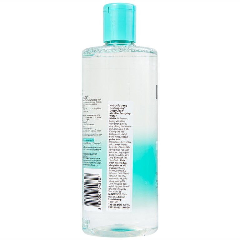 Nước tẩy trang Neutrogena Deep Clean Micellar Purifying Water Johnson And Johnson (400ml)