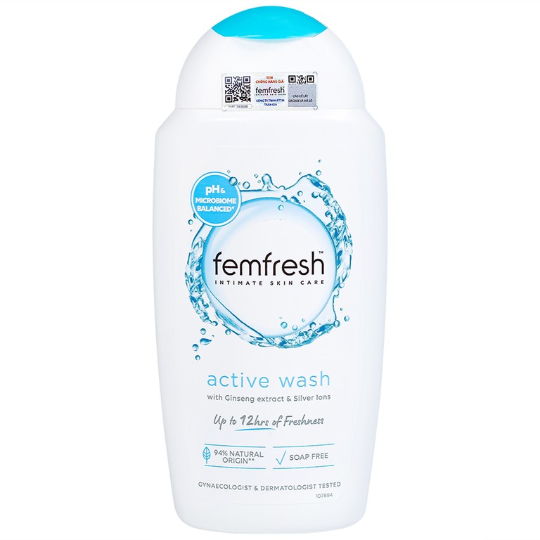 Dung dịch vệ sinh phụ nữ Femfresh Intimate Skin Care Active Wash làm sạch, khử mùi (250ml)