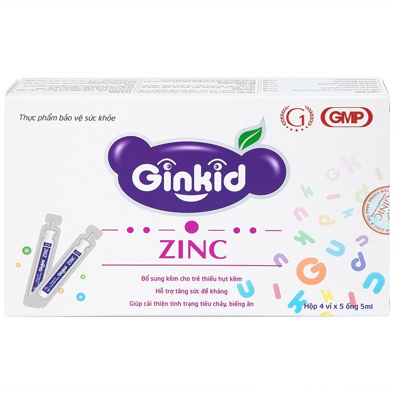 Siro Ginkid ZinC bổ sung kẽm, hỗ trợ tăng sức đề kháng (4 vỉ x 5 ống x 5ml)