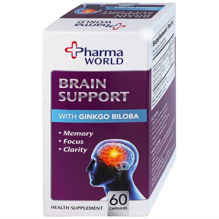 Viên uống Brain Support Pharma World hỗ trợ sức khỏe cho não (60 viên)