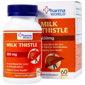 Viên uống Milk Thistle Pharma World hỗ trợ chống oxy hóa, giải độc gan (60 viên)