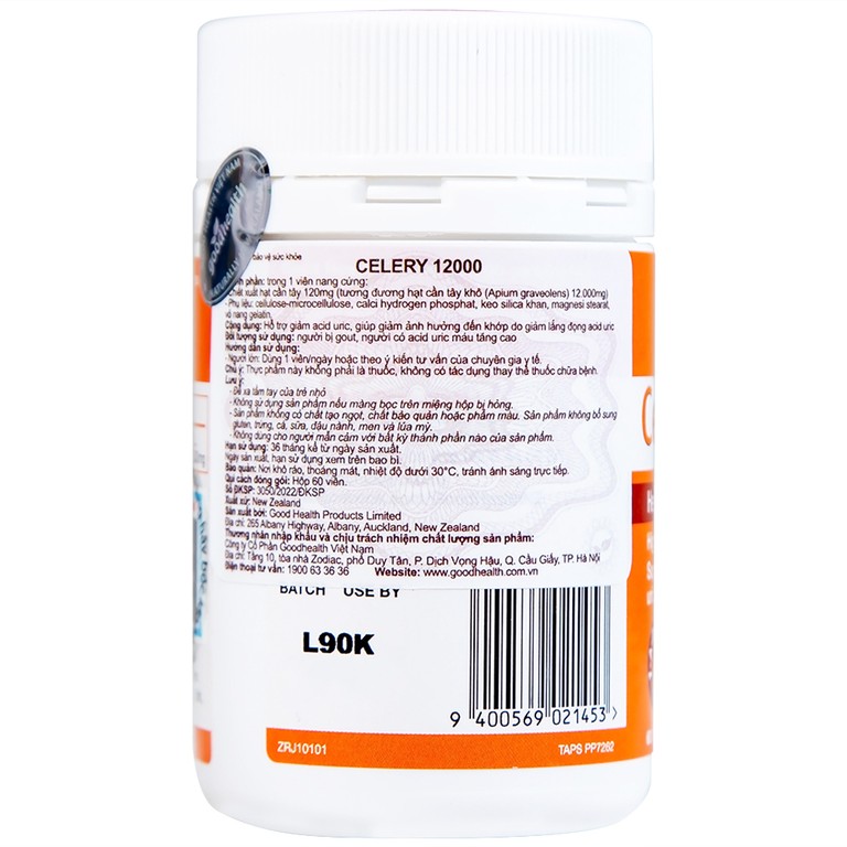 Viên uống Celery 12000 GoodHealth hỗ trợ giảm acid uric cho người bị gout (60 viên)