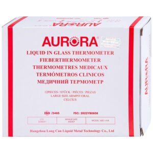 Nhiệt kế thủy tinh Aurora HMP 6001-A/B đo thân nhiệt có vạch chia độ rõ nét (12 Cái)