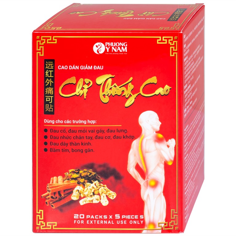Cao dán giảm đau Chỉ Thống Cao dùng trong đau cổ, đau mỏi vai gáy, đau lưng (20 gói)