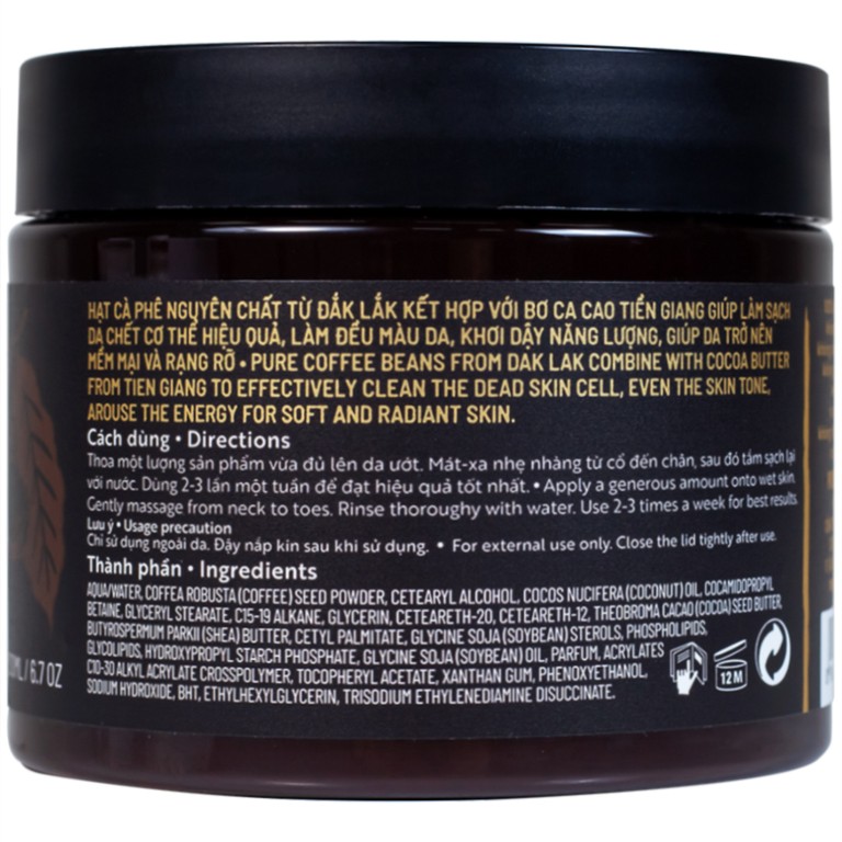 Cà phê Đắk Lắk Cocoon làm sạch da chết trên cơ thể (200ml)