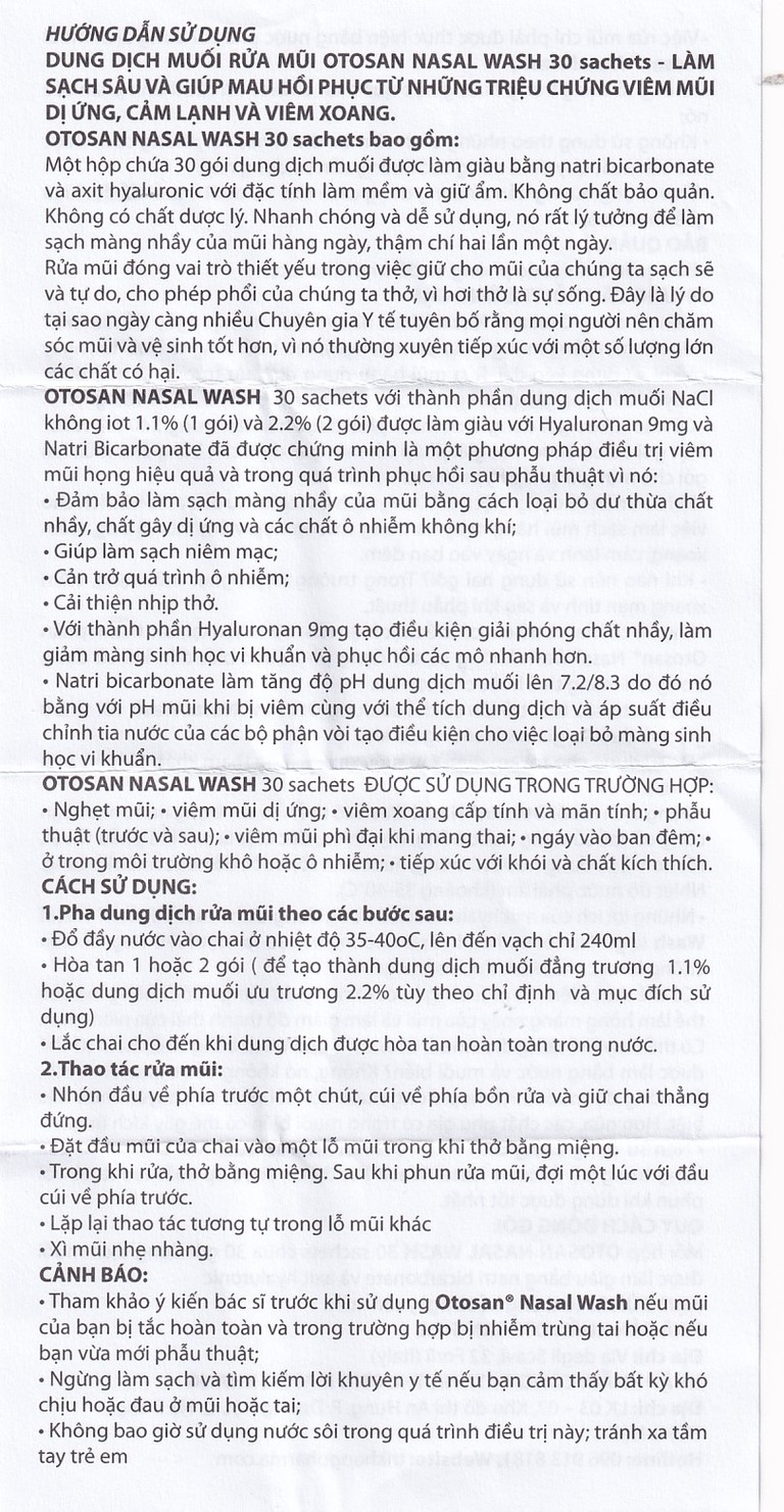 Bộ rửa xoang mũi Otosan Nasal Wash làm sạch sâu, hồi phục chứng viêm mũi dị ứng (1 kít + 30 gói)