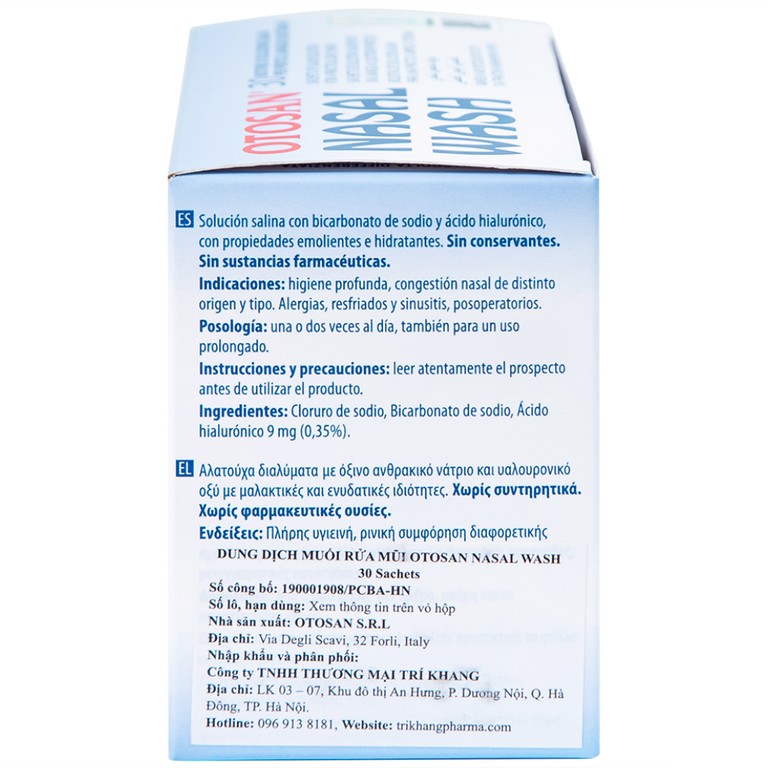 Dung dịch muối rửa mũi Otosan Nasal Wash làm sạch sâu và giảm chứng viêm mũi dị ứng, cảm lạnh (30 gói)