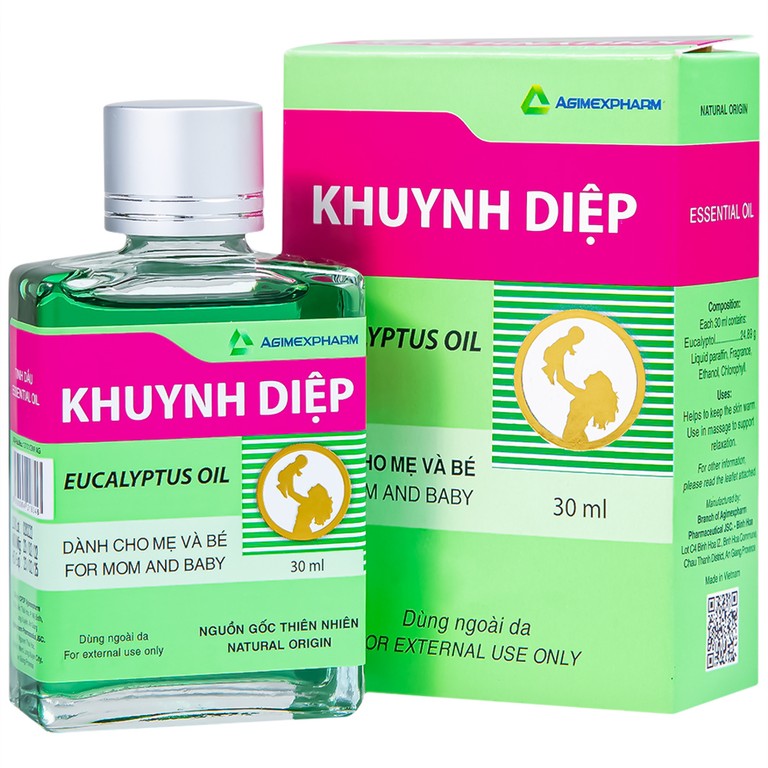 Dầu khuynh diệp Eucalyptus Oil Agimexpharm giúp giữ ấm dành cho mẹ và bé (30ml)