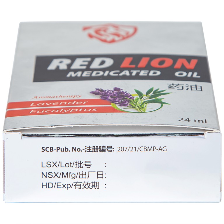 Dầu gió lăn Red Lion Medicated Oil White Agimexpharm ấm da vùng xoa, sử dụng massage hỗ trợ thư giãn (24ml)